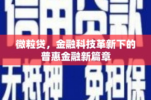 邢台微粒贷，金融科技革新下的普惠金融新篇章