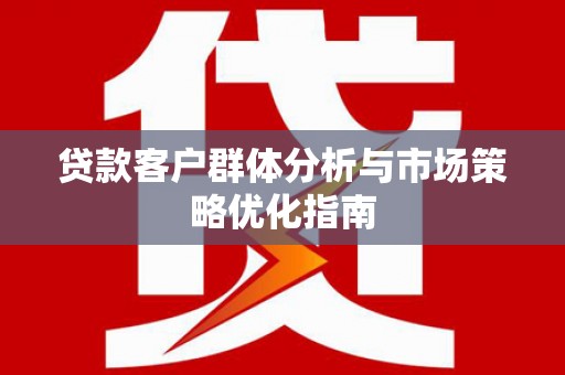林西贷款客户群体分析与市场策略优化指南