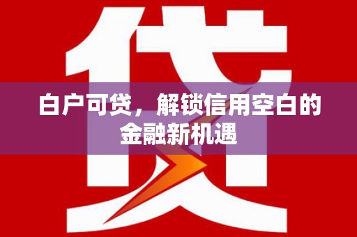 大堂白户可贷，解锁信用空白的金融新机遇