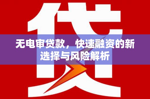 滦县无电审贷款，快速融资的新选择与风险解析